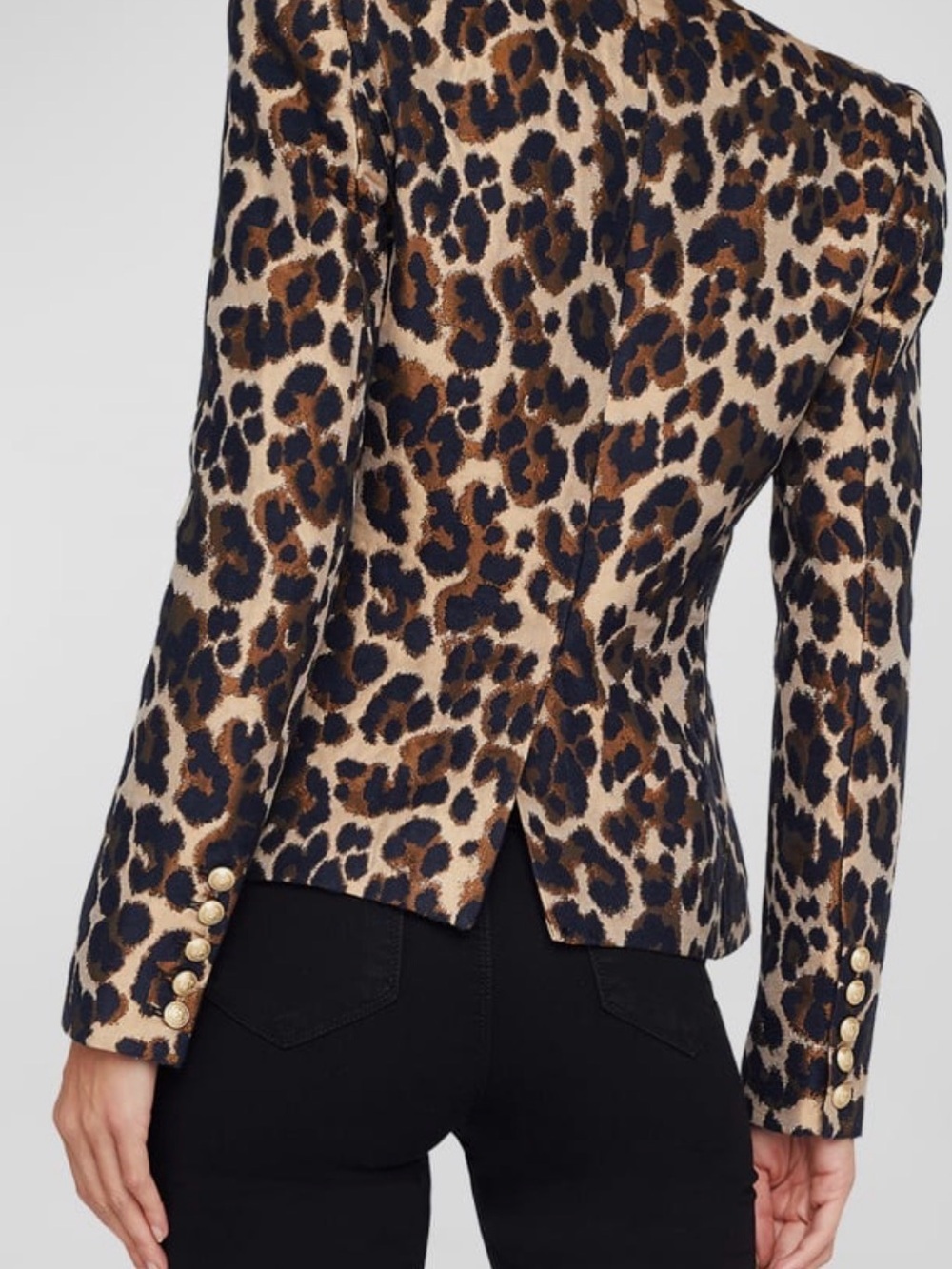 L’AGENCE BETHANY STRUCTURED SHOULDER JACQUARD LEOPARD PRINT BLAZER- NEW-SIZE 4 - Picture 2 of 7